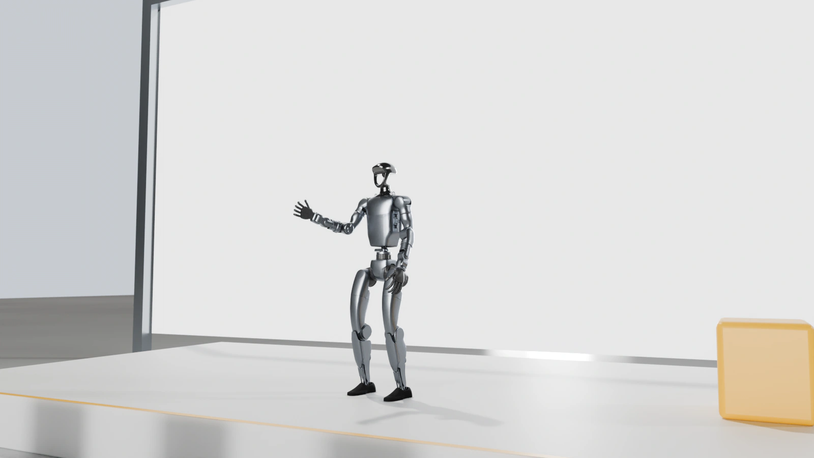 Humanoidní robot Unitree G1 na pódiu v prosvětleném sále při uvedení produktu